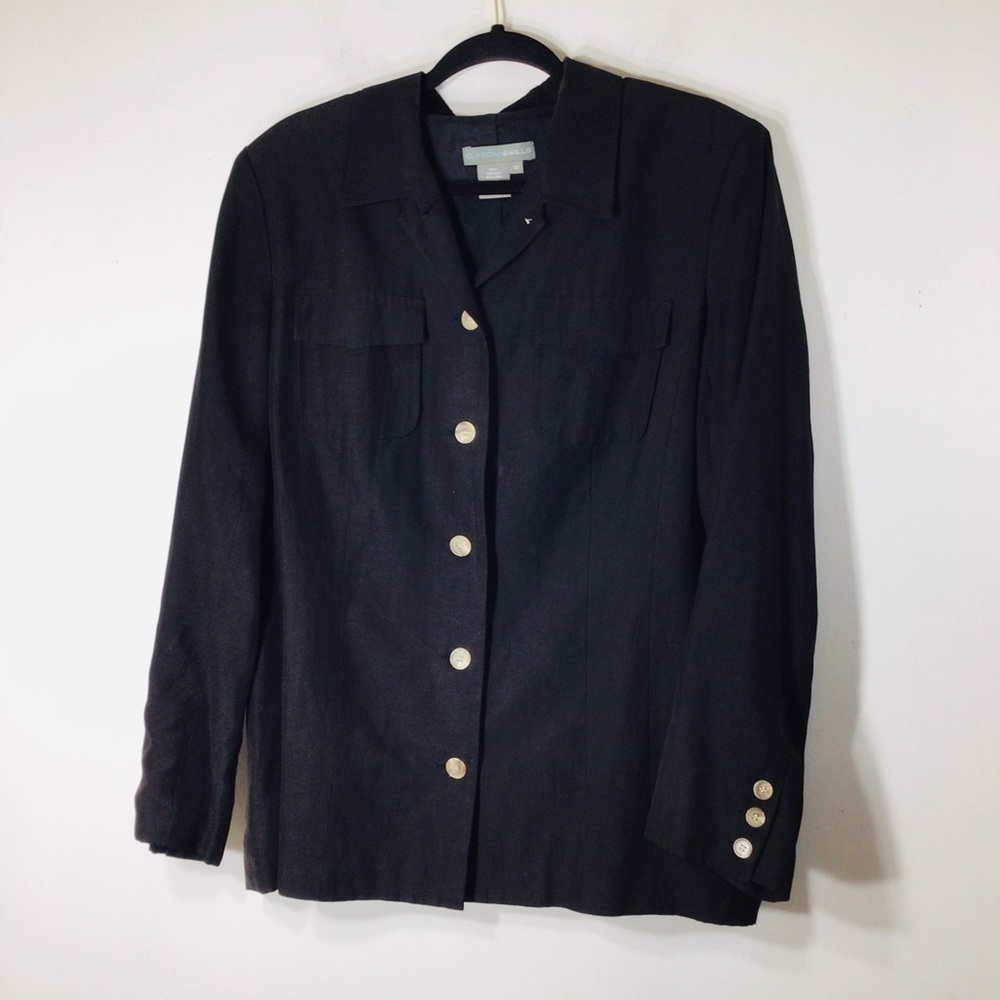 Clifford and Willis silk linen shirt jacket 12 black